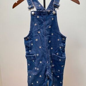 Blue Denim Kids Overalls with Daisy Embroidery